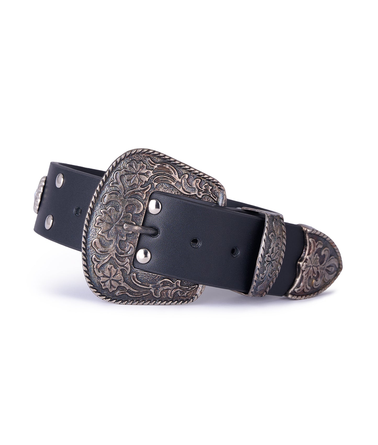 Boot Belt negro con remaches turquesa