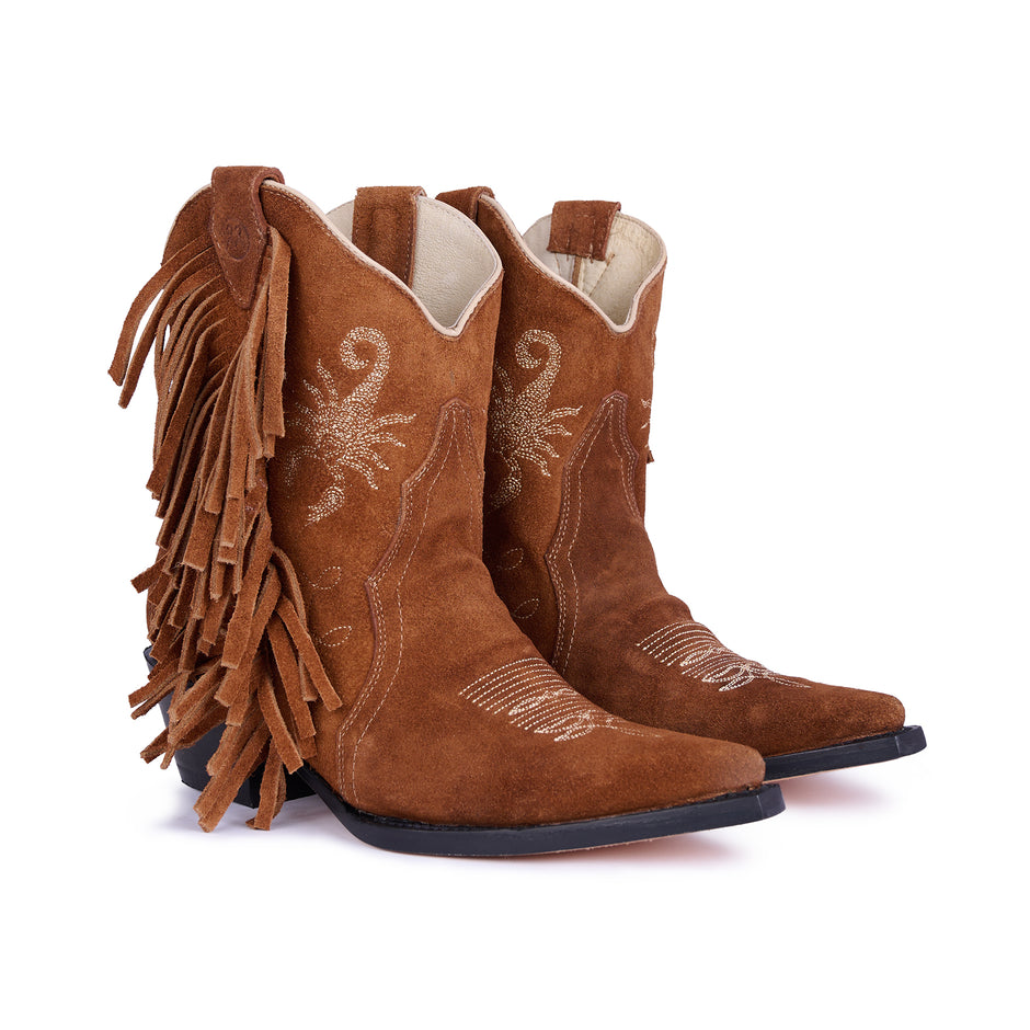 Jornada Pony Ankle Boots with Fringes