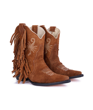 Jornada Pony Ankle Boots with Fringes