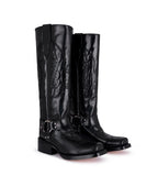 Botas Biker Glossy Black – botas biker de piel para mujer, Montserrat Messeguer