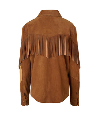 Classic honey suede shirt with fringes