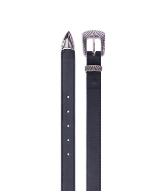Black Western Skinny Belt