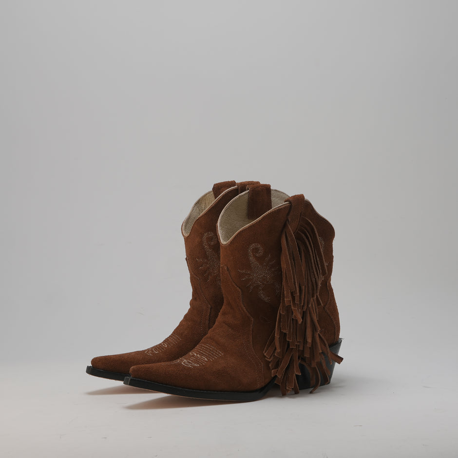 Jornada Pony Ankle Boots with Fringes