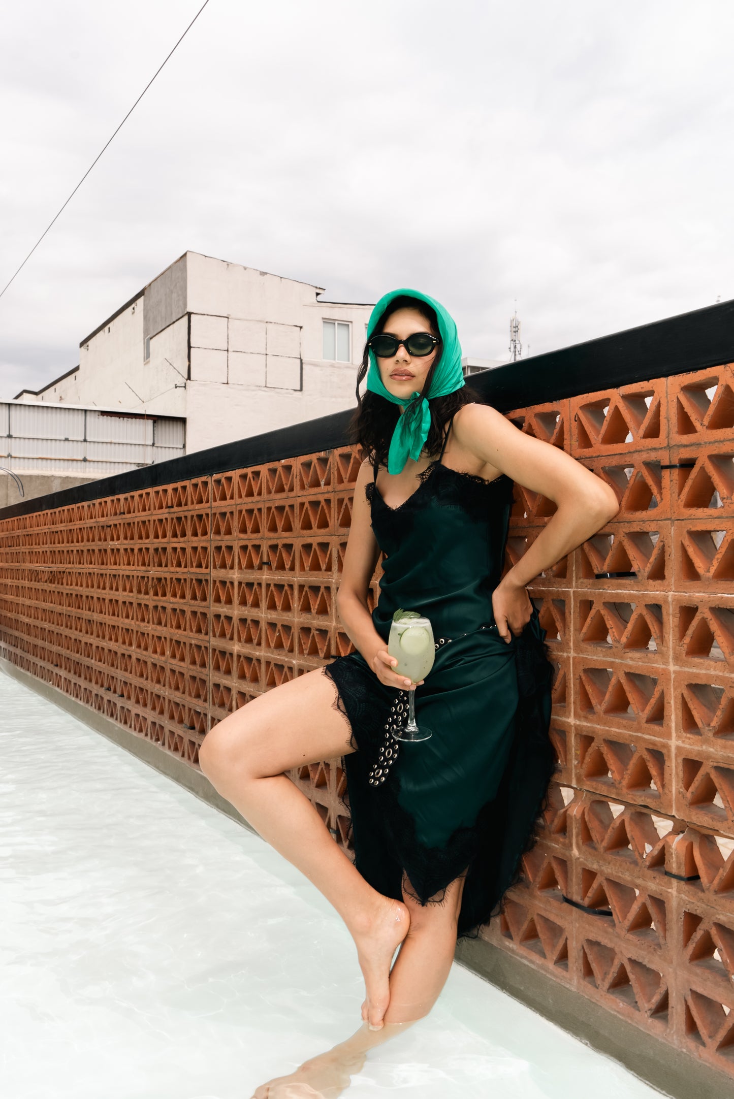 Slip dress largo verde