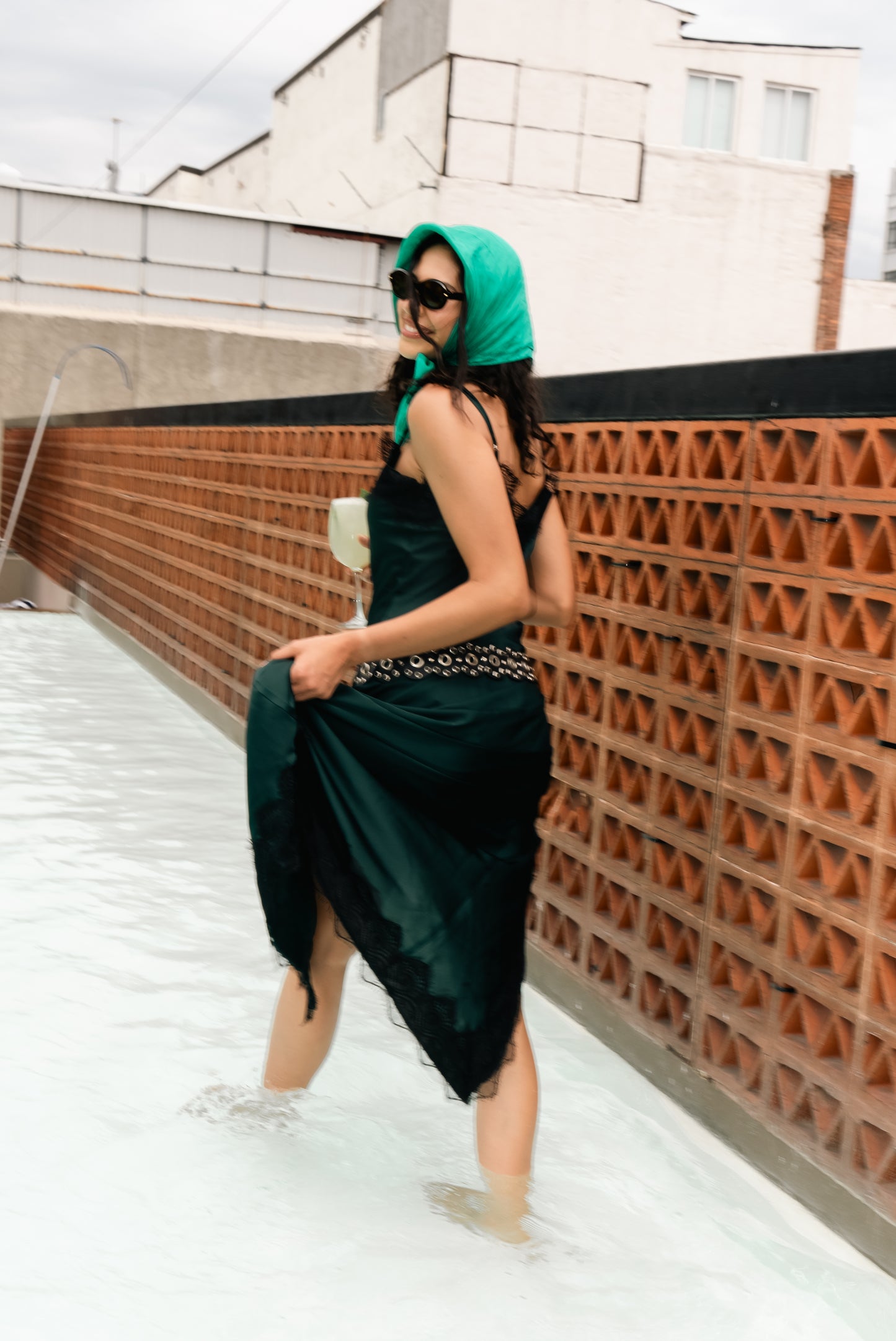 Slip dress largo verde