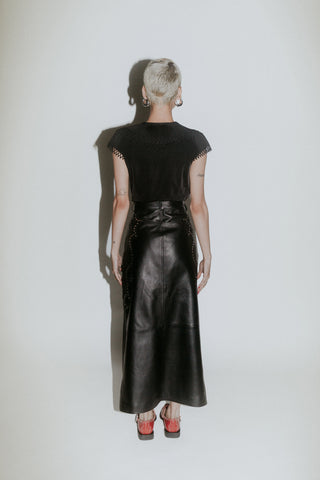 Black ranchero bodysuit with V-neckline