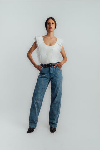 White sleeveless Ranchero bodysuit