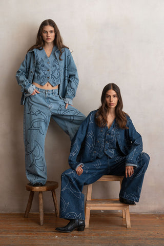 Chamarra Grecas Light Denim