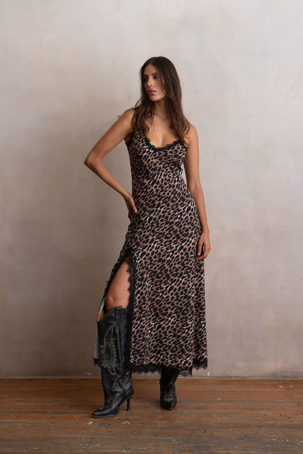 Slip dress largo cheetah