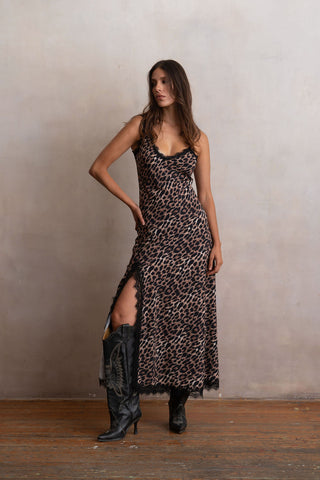 Cheetah long slip dress