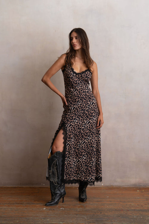 Slip dress largo cheetah