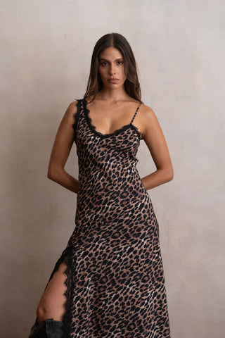 Cheetah long slip dress