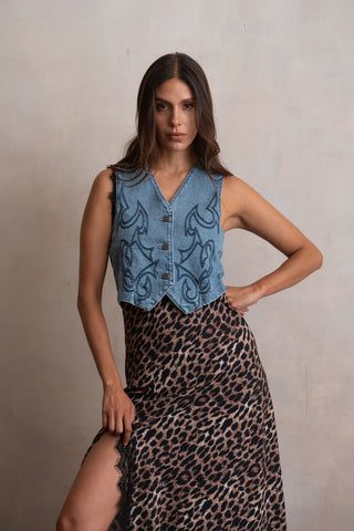 Chaleco Grecas Light Denim