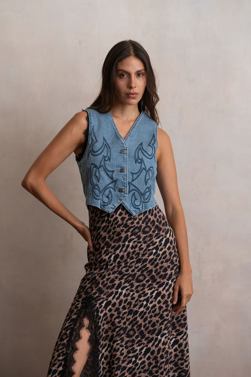 Chaleco Grecas Light Denim