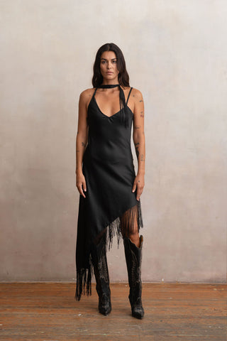 Slip Dress Flecos Negro