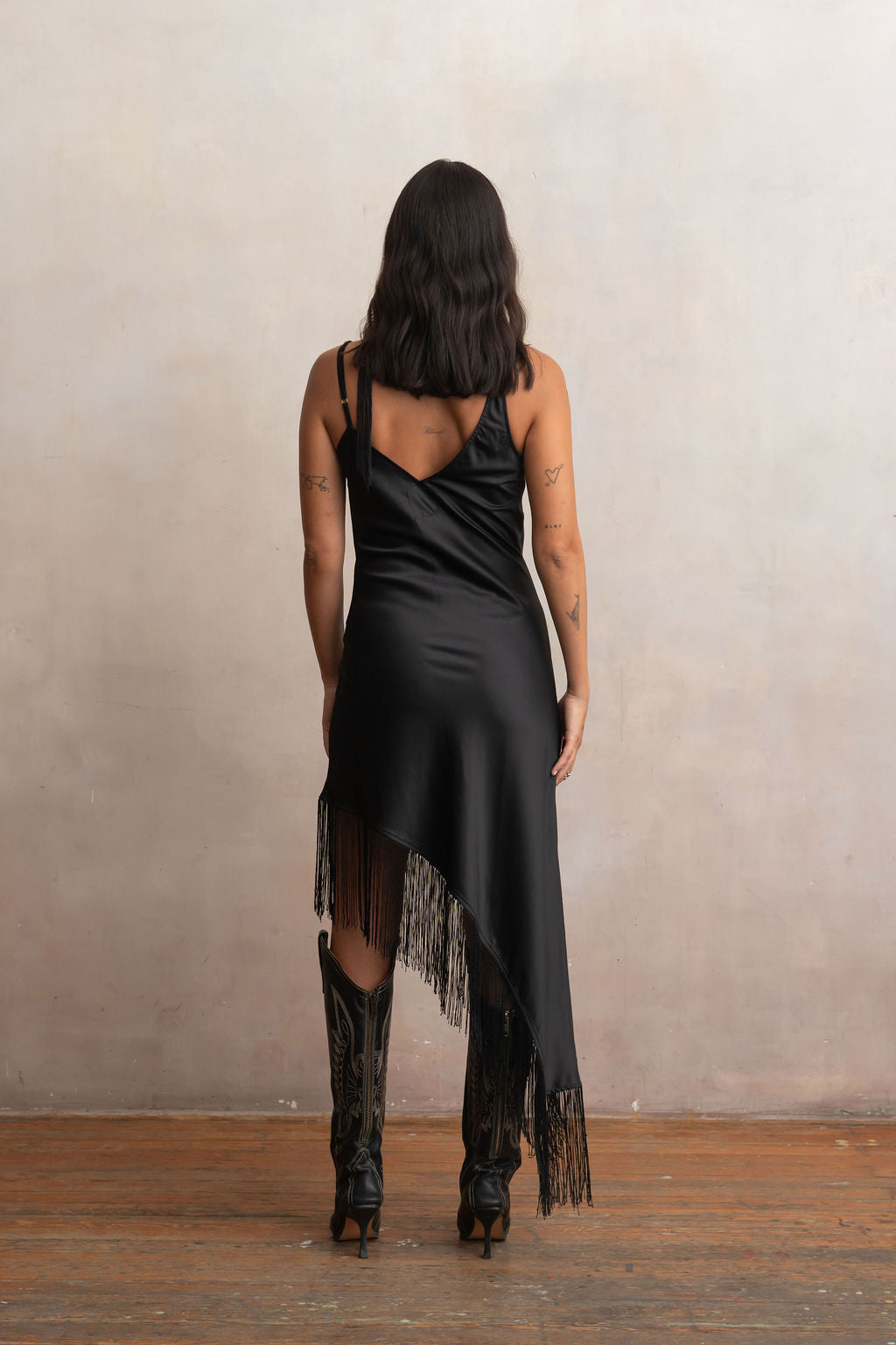 Slip Dress Flecos Negro