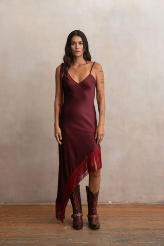 Slip Dress Flecos Vino