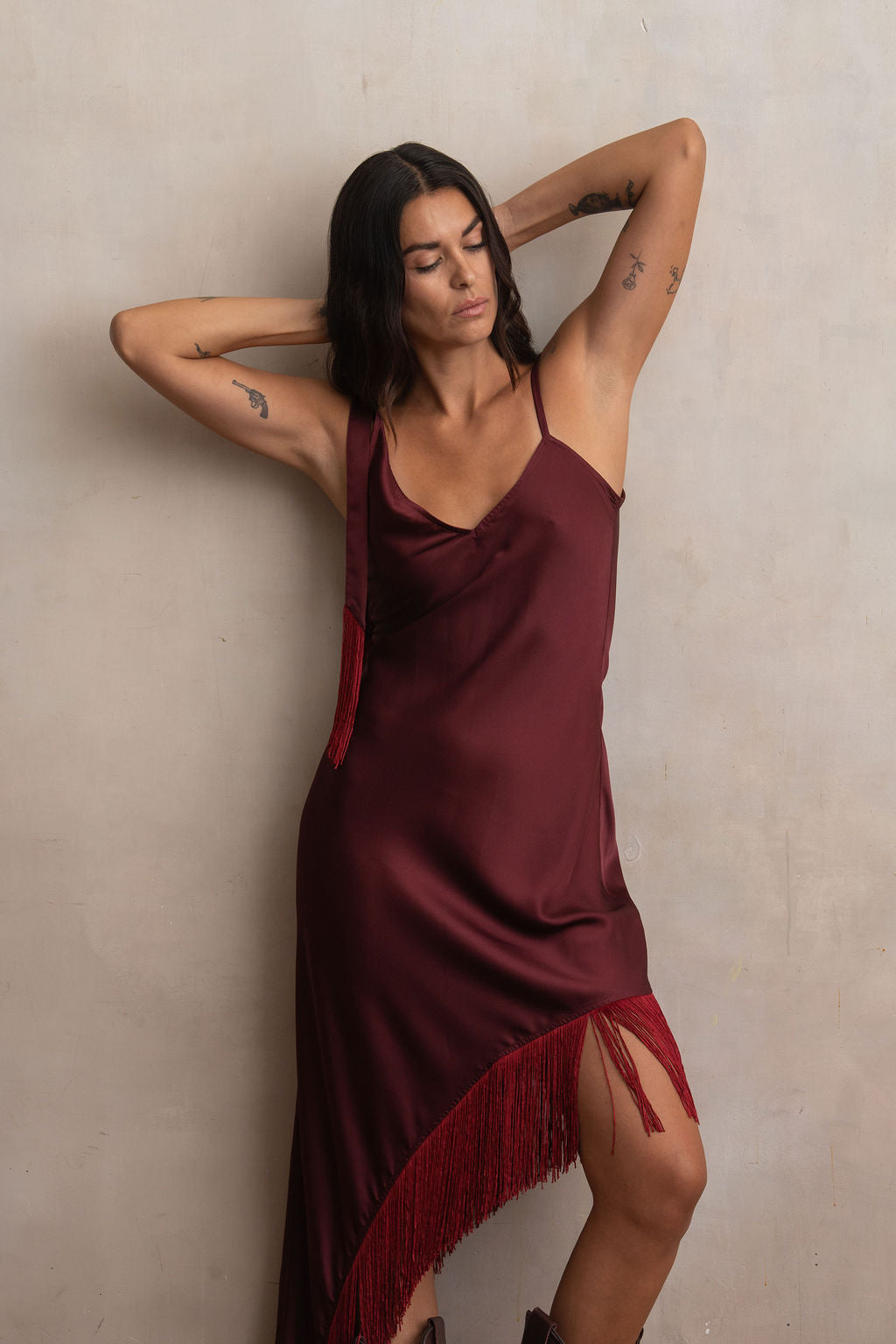 Slip Dress Flecos Vino