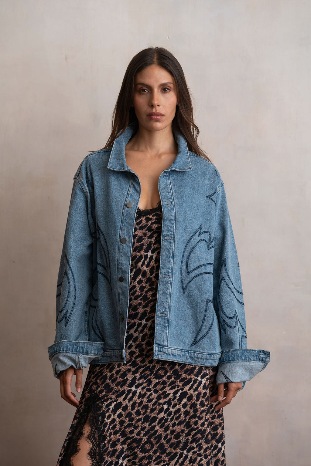 Chamarra Grecas Light Denim