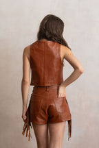 Short Caravana Camel con Flecos