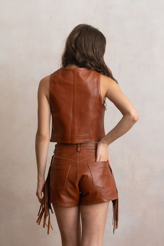 Short Caravana Camel con Flecos