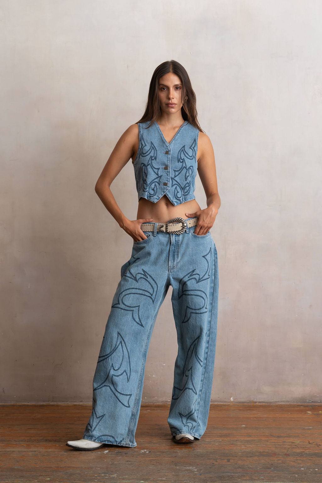 Chaleco Grecas Light Denim