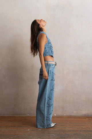 Chaleco Grecas Light Denim