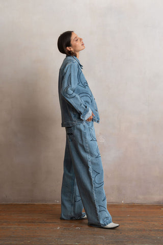 Chamarra Grecas Light Denim