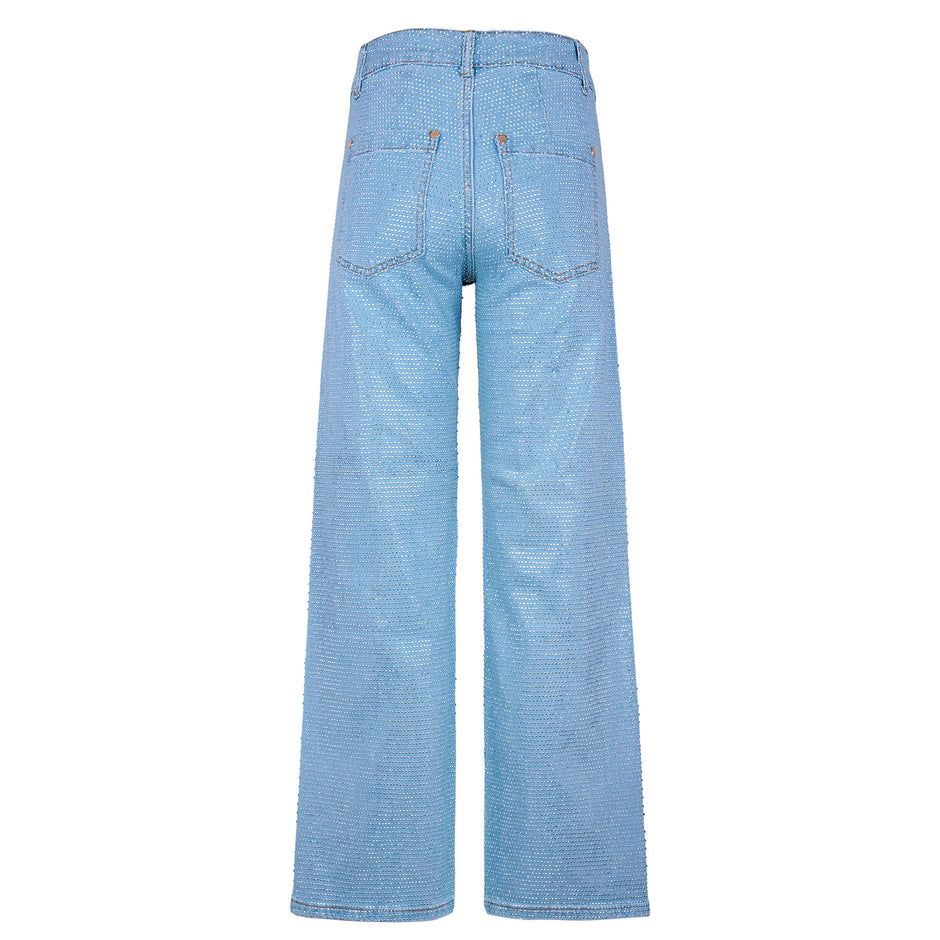 Rhinestone jeans azul