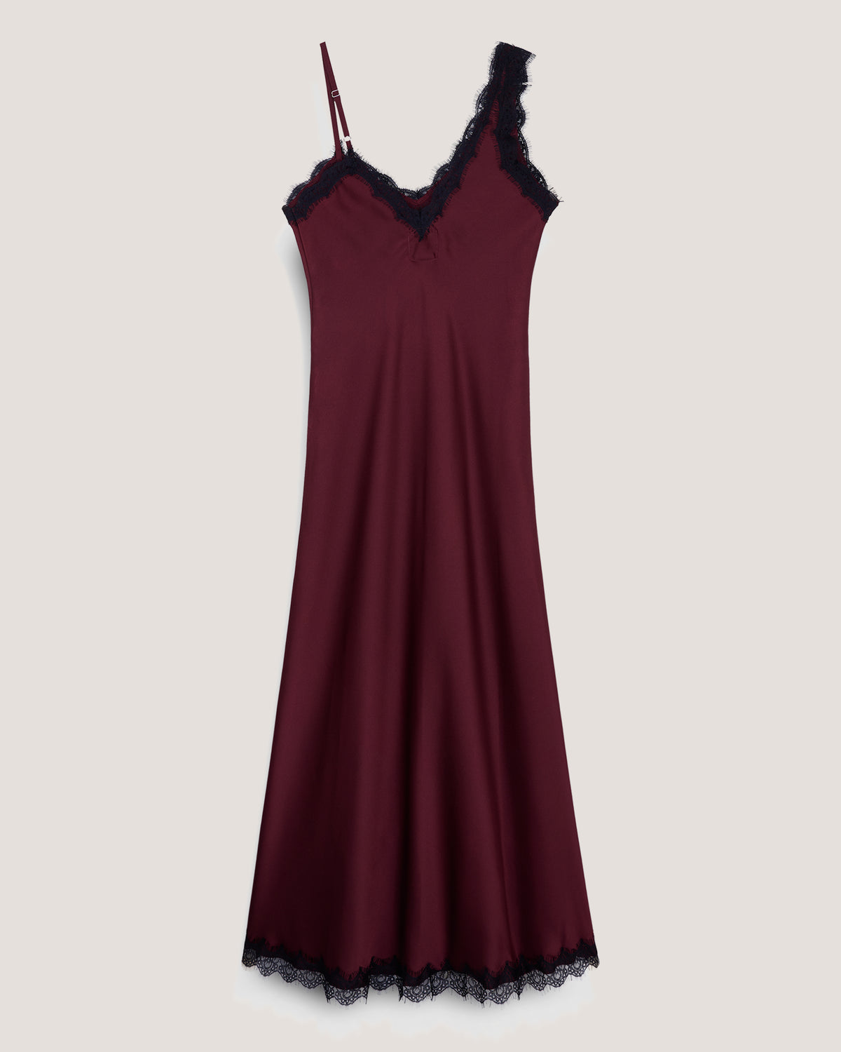 Slip Dress Asimétrico Tinto