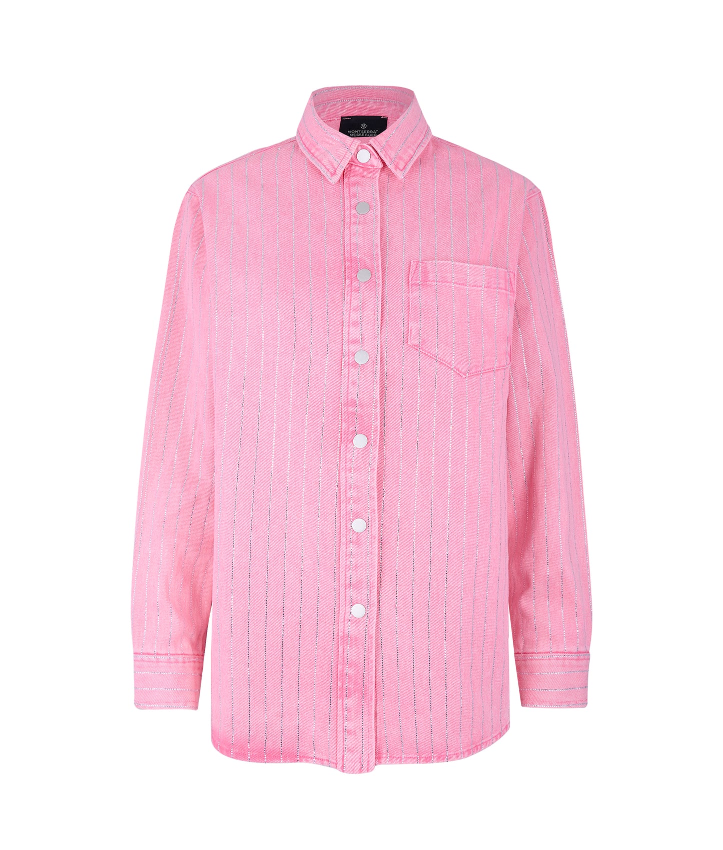 Pinstriped denim set pink