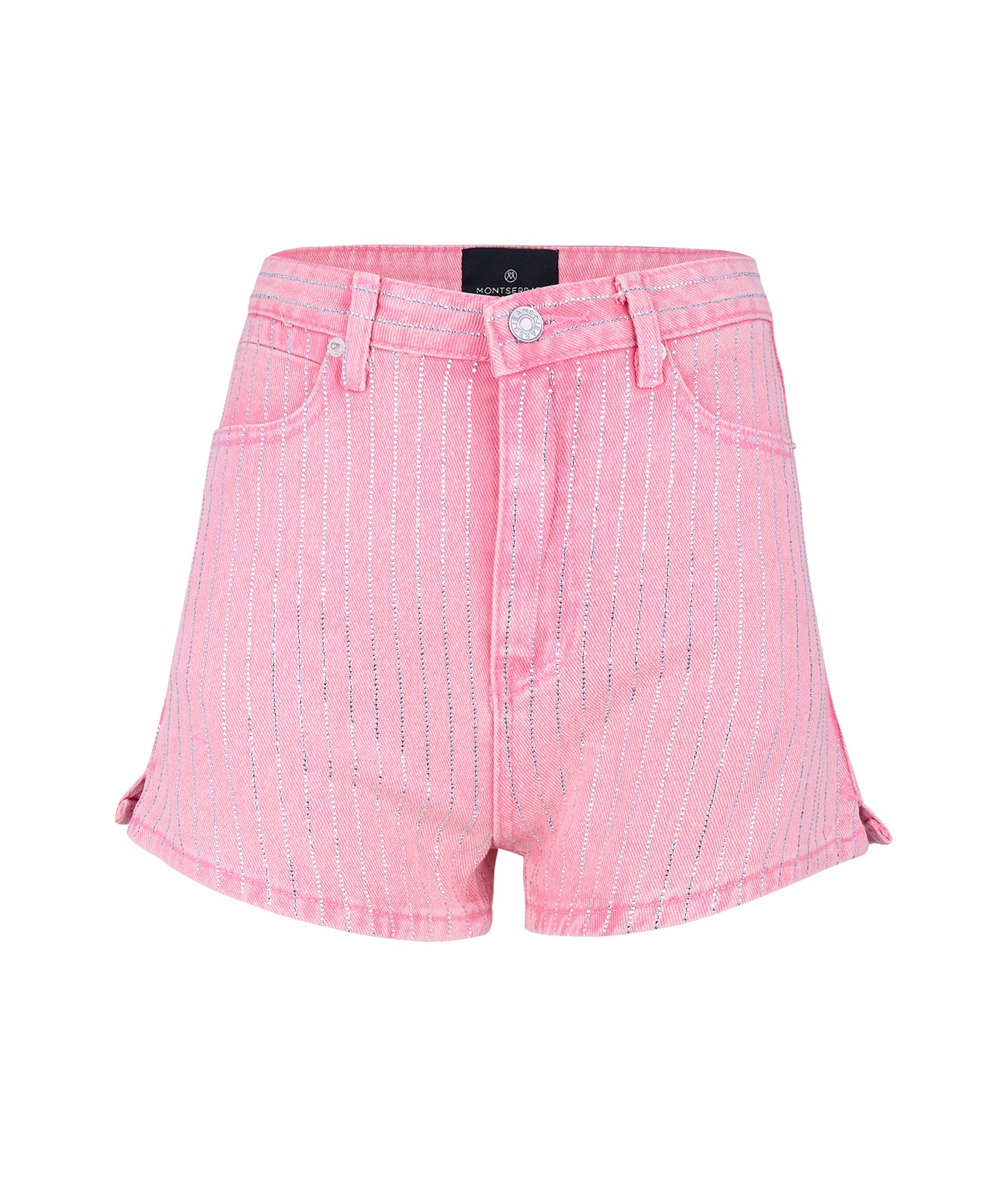 Pinstriped denim set pink