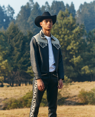Men's Leather Jacket with Pockets