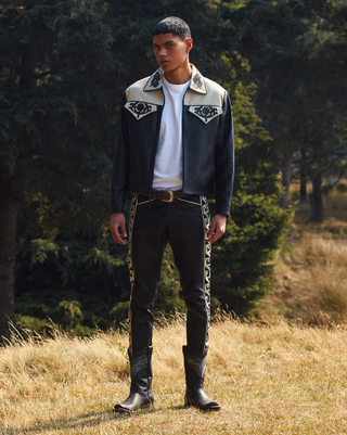Men's Leather Jacket with Pockets
