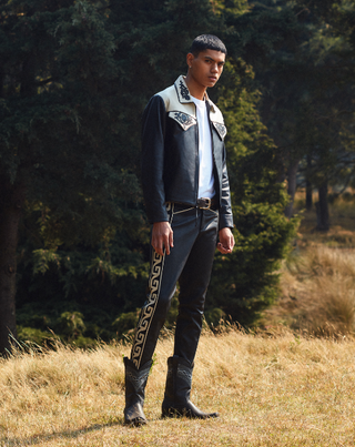 Men's Leather Jacket with Pockets