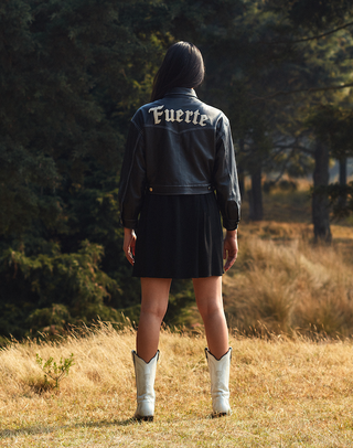 STRONG leather denim jacket