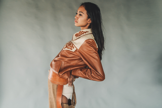 Honey leather pocket jacket