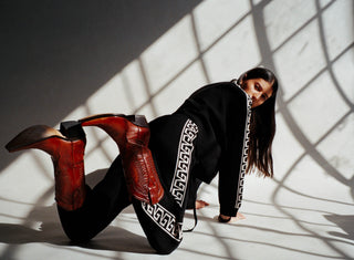 Black and bone charro pants