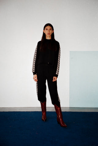 Black and bone charro pants